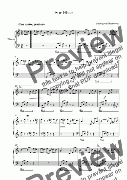 page one of Fur Elise - Easy to read version
