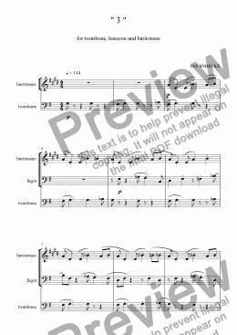 page one of "3"   trio for bassoon, trombone and bariton sax