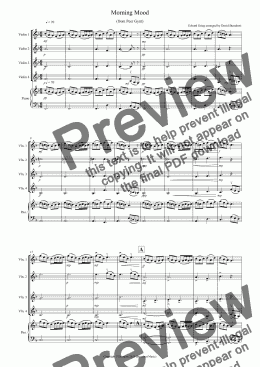page one of Morning Mood (from Peer Gynt) for Violin Quartet