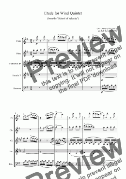 page one of CARL CZERNY: An Etude from The School of Velocity (arr. flute, oboe, clarinet, horn & bassoon)