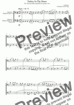 page one of Turkey In The Straw (for bassoon duet, suitable for grades 2-6) (152BNDU01)