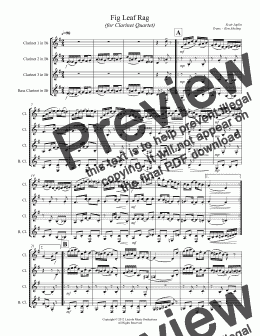 page one of Joplin - Fig Leaf Rag (for Clarinet Quartet)