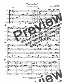 page one of Joplin - Paragon Rag (for String Quartet)