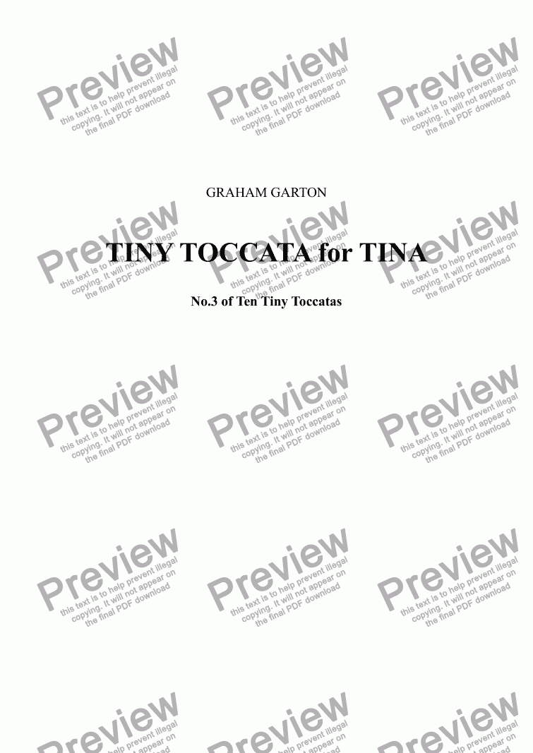 page one of PIANO MUSIC - TINY TOCCATA for TINA No.3 of Ten Tiny Toccatas
