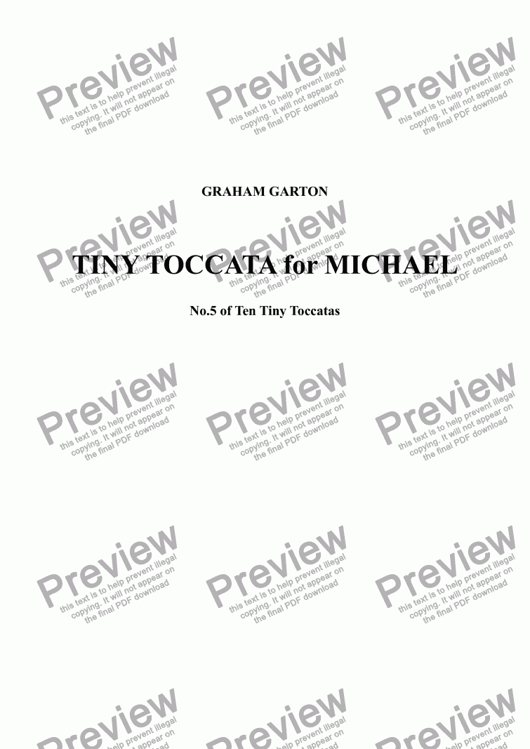 page one of PIANO MUSIC - TINY TOCCATA for MICHAEL No.5 of Ten Tiny Toccatas