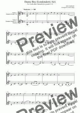 page one of Danny Boy (Londonderry Air) (for violin duet, suitable for grades 2-5) (152VNDU01)