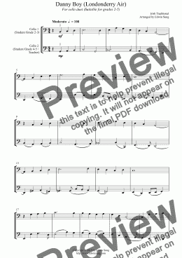 page one of Danny Boy (Londonderry Air) (for cello duet, suitable for grades 2-5) (152CODU01)