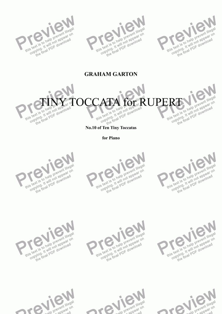 page one of PIANO MUSIC - TINY TOCCATA for RUPERT No.10 of Ten Tiny Toccatas