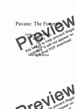 page one of Pavane: The Funerals by A. Holborne for Organ