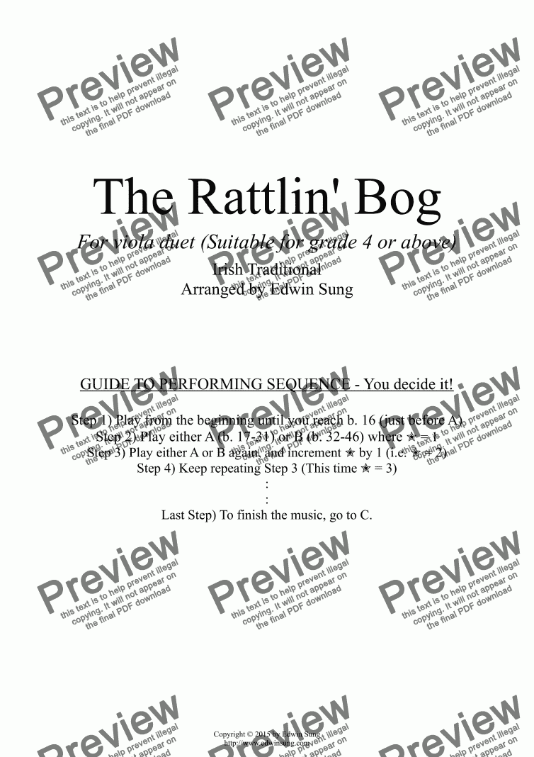 page one of The Rattlin’ Bog (for viola duet, suitable for grade 4 or above) (152VADU02)