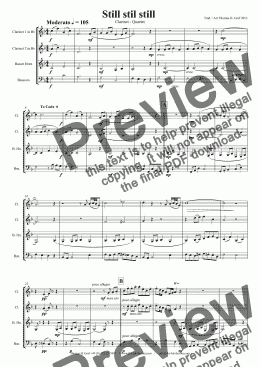 page one of Still Still Still - Christmas song - Clarinet Quartet