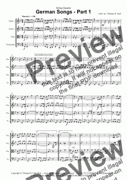 page one of German Songs Part 1 - String Quartet