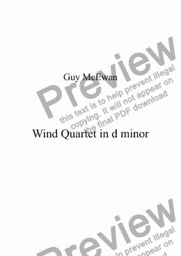 page one of Wind Quartet in d minor  I