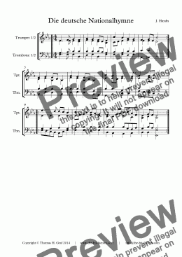 page one of Deutsche Nationalhymne - German Anthem - Brass Choir