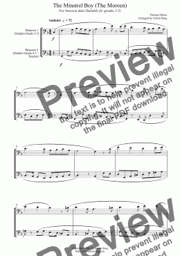 page one of The Minstrel Boy (The Moreen) (for bassoon duet, suitable for grades 2-5) (152BNDU04)