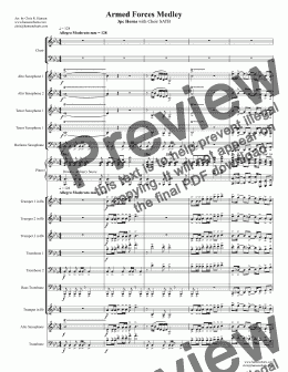 page one of Armed Forces Medley 3pc Horns with Choir SATB