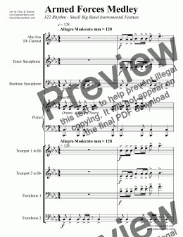 page one of Armed Forces Medley 322 Rhythm - Small Big Band Instrumental Feature