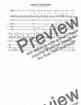 page one of America The Beautiful  3pc Horn with Vocal (3 stanzas)