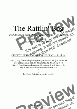 page one of The Rattlin’ Bog (for bassoon duet, suitable for grade 4 or above) (152BNDU05)