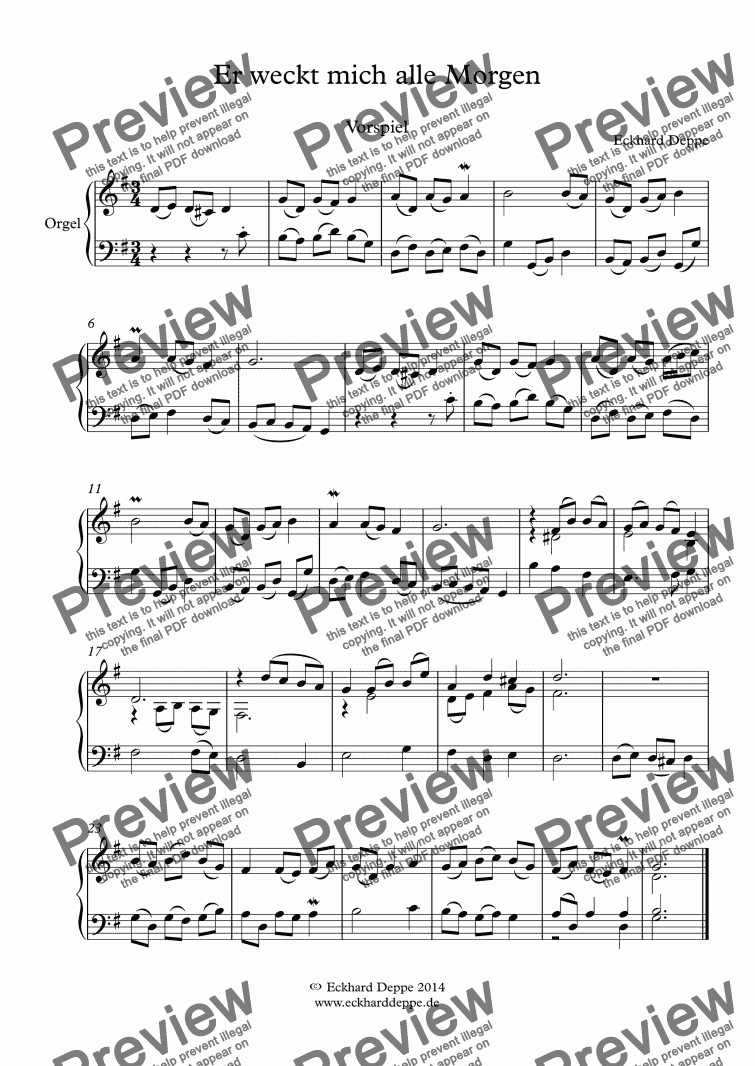 page one of ’Er weckt mich alle Morgen’ Choral Vorspiel (2) 