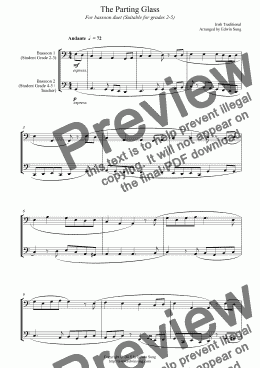 page one of The Parting Glass (for bassoon duet, suitable for grades 2-5) (152BNDU06)