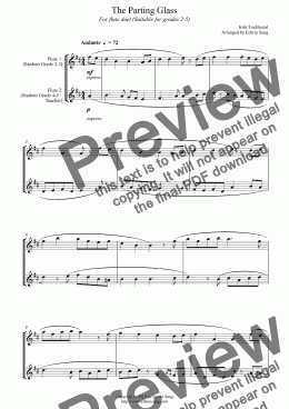page one of The Parting Glass (for flute duet, suitable for grades 2-5) (152OBDU04)