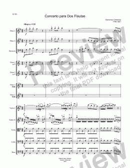 page one of Cimarosa Concerto for two flutes