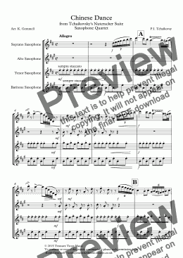 page one of Nutcracker Suite - Chinese Dance: Saxophone Quartet