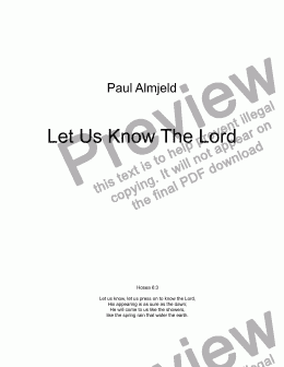 page one of Let Us Know The Lord