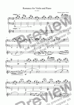 page one of Romance for Violin and Piano