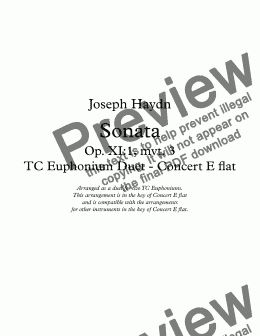 page one of Haydn - Sonata Op. XI:1, mvt. 3 - TC Euphonium Duet - Concert E flat