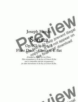 page one of Haydn - Sonata Op. XI:1, mvt. 3 - Flute Duet - Concert E flat