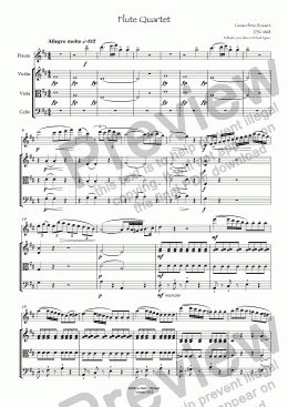 page one of Rossini Flute Quartet, fl, vln , vla cello