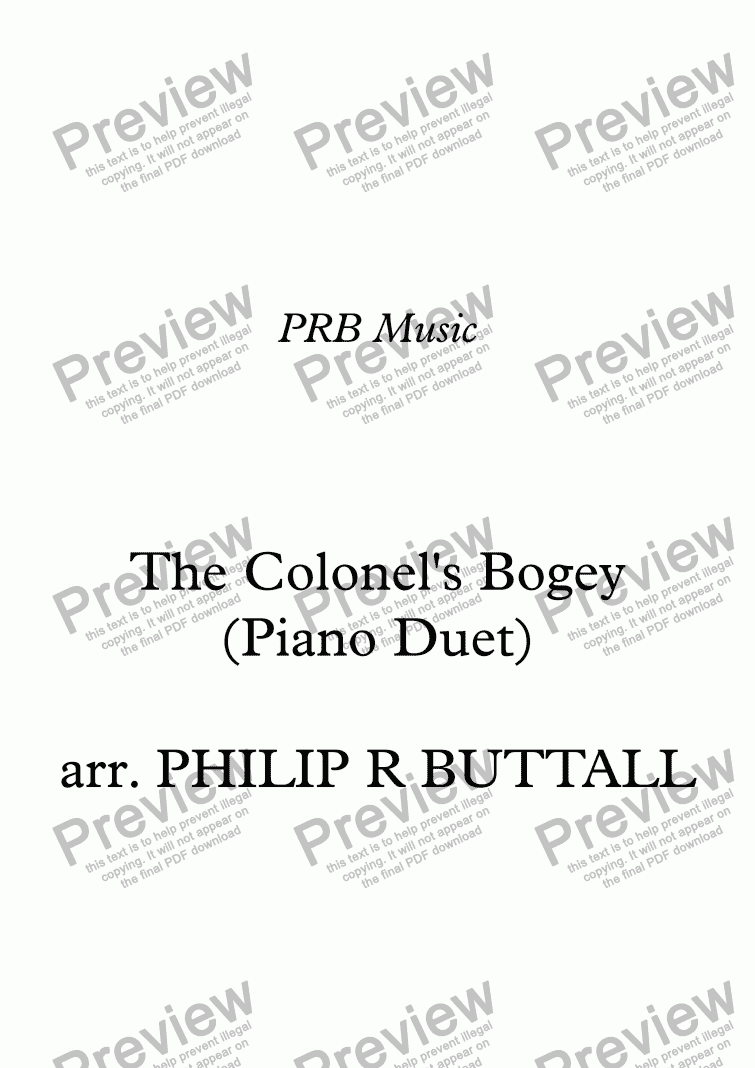 page one of The Colonel’s Bogey (Piano Duet)