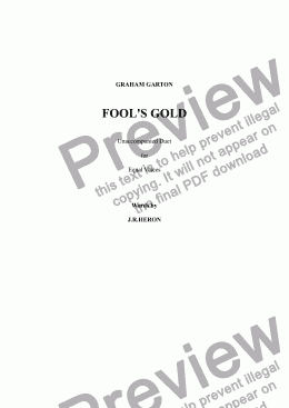 page one of VOCAL DUET - 'FOOL’S GOLD' Unaccompanied Duet for Equal Voices - Words: J. R. Heron