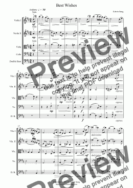 page one of Best Wishes (for String Orchestra, suitable for intermediate grades and above) (153STOR01)