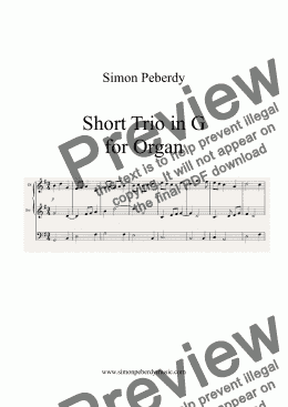 page one of Organ Short Trio in G