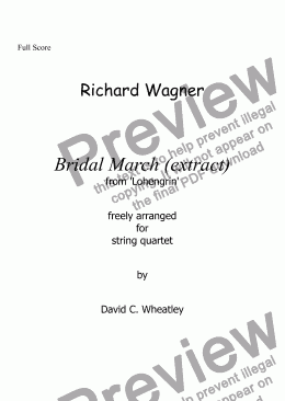 page one of Wagner - Bridal March (Lohengrin) for string quartet