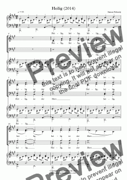 page one of Heilig in A 2014 (Sanctus German setting) for SATB, piano & 2 flutes