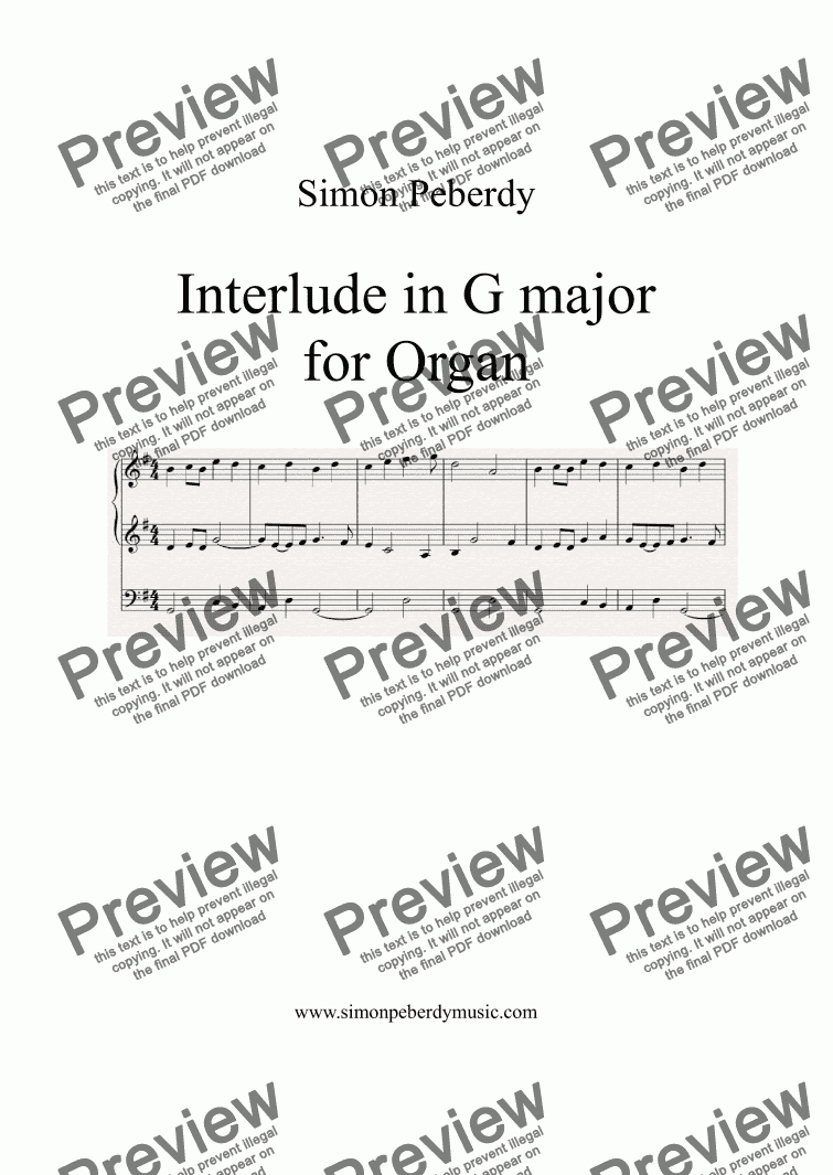 page one of Organ Interlude in G major