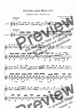 page one of Ich liebe dich, WoO 123 (Flute & Guitar)