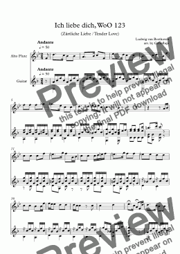 page one of Ich liebe dich, WoO 123 (Alto Flute & Guitar)