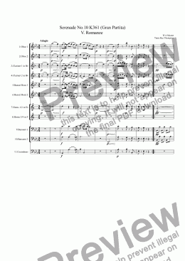 page one of Mozart: Serenade No.10 K361 (Gran Partita) V. Romanze