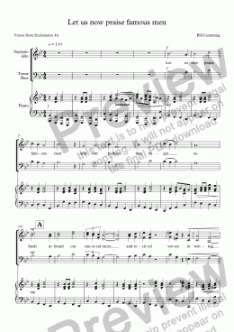 page one of "Let us now praise famous men" for SATB choir & piano