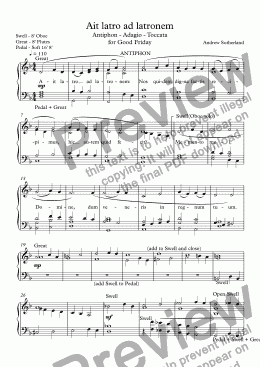 page one of Ait latro ad latronem - Antiphon, Adagio & Toccata for Organ