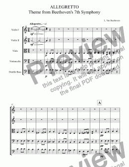 page one of ALLEGRETTO   Theme from Beethoven’s 7th Symphony