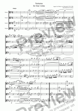 page one of Dittersdorf - NOTTURNO - for four violas