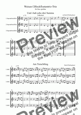 page one of Weisen f.Blockfloetentrio-Trio