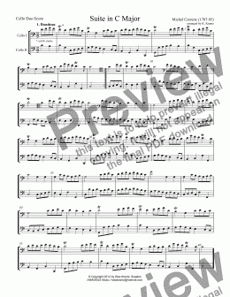 page one of Suite in C Major for cello duo
