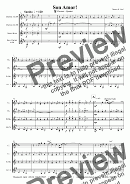 page one of Son Amor! - Samba - Clarinet Quartet
